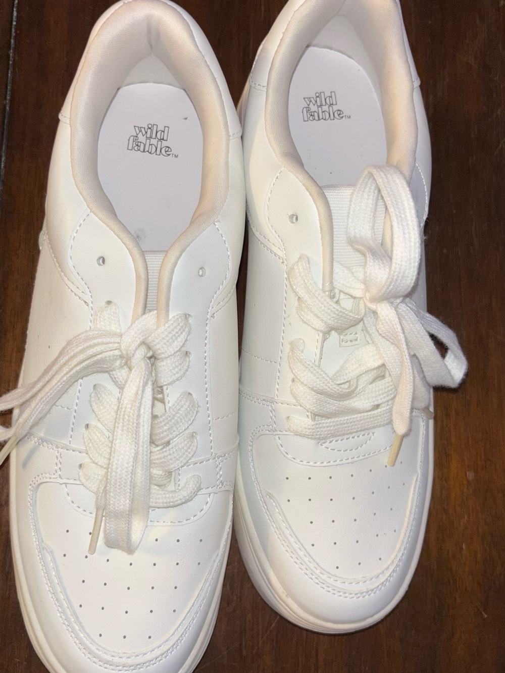 wild fable Kids White Lace-Up Sneakers
